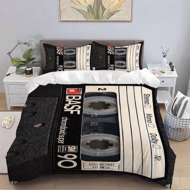 3pcs BASF Tape Pattern Printed Bedding Set Soft Light Beige-Friendly Polyester Fabric