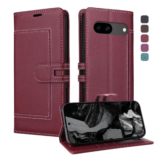 Premium Wallet Case for Google Pixel 8A with Card Slots & Kickstand, Flip Cover Red