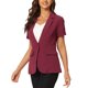thumbnail image 4 of INSPIRE CHIC Blazer de Mujer Solapa de Muesca Un Botón Manga Corta Chaqueta de Traje Rojo Oscuro M, 4 of 5