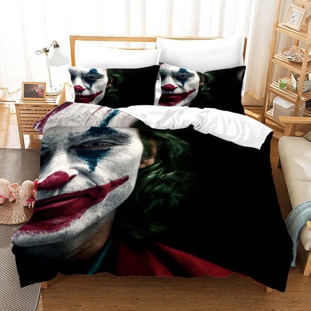 The Joker Horror Clown Quilt Duvet Cover Set Pillowcase Bedroom Decor Soft3-Piece Bedding Set