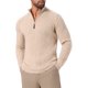 thumbnail image 5 of INSPIRE CHIC Suéter de Cuello Alto con Cremallera para Hombre, Cuello Simulado, Polo de Punto L Beige, 5 of 6