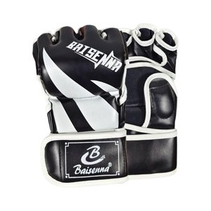 Ioensy - Guantes Mma Medio Dedo Entrenamiento Guantes De Boxeo Envolturas De Mano Guantes De Kick Boxing Negro Blanco
