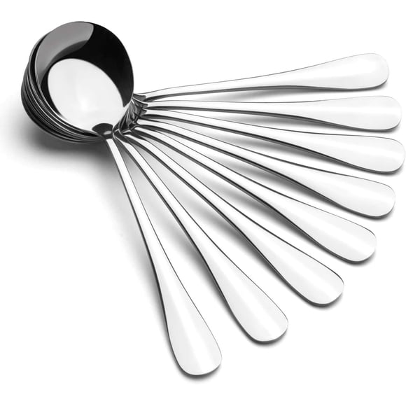 Juego de 8 cucharas para sopa AmoVee Alpha Round de acero inoxidable