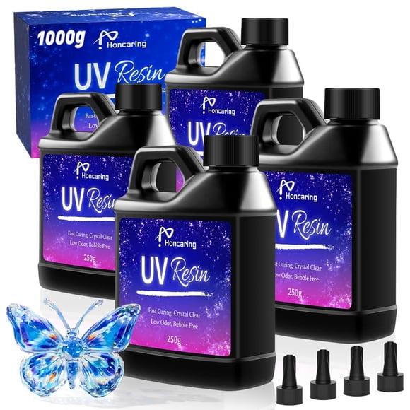 Kit Honcaring de resina UV, 1 kg, transparente, tipo duro, apto para principiantes