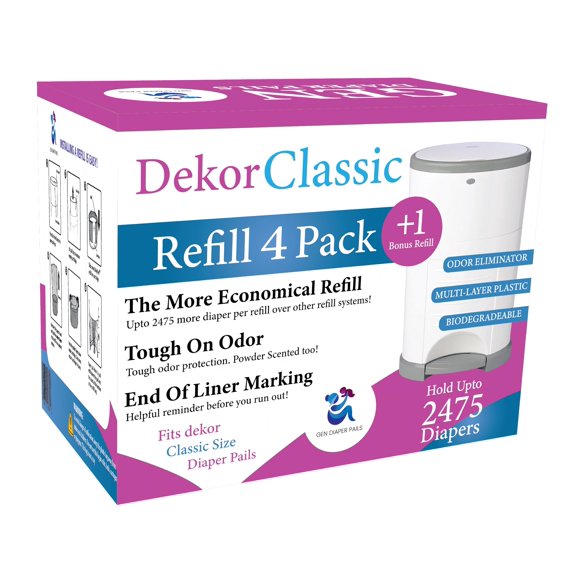 Recargas Para Cubo De Pañales Gen Dekor Classic Paquete De 5 Con Aroma A Talco