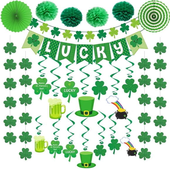 Kit de decoración para el Día de San Patricio, DAZONGE, con espirales colgantes de 40 quilates