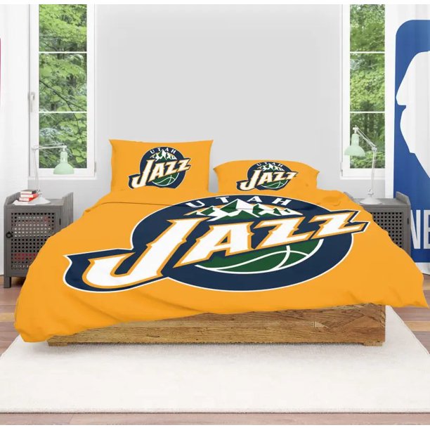 NBA Utah Jazz Quilt Duvet Cover Set Doona Cover Bedding Bedspread Queen Soft3-Piece Bedding Set