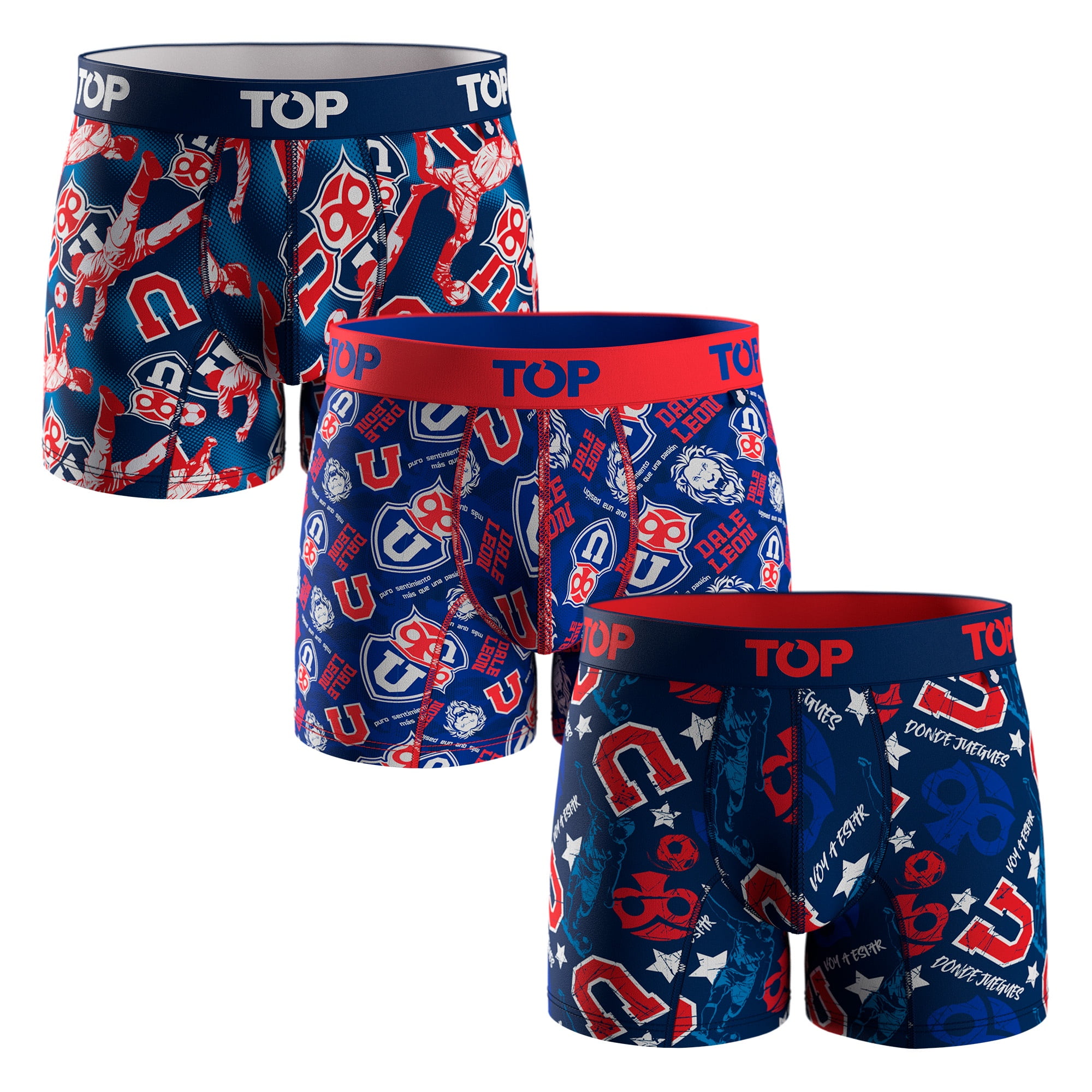 Top - Bóxer Medio Microfibra Universidad De Chile Pack 3 C3