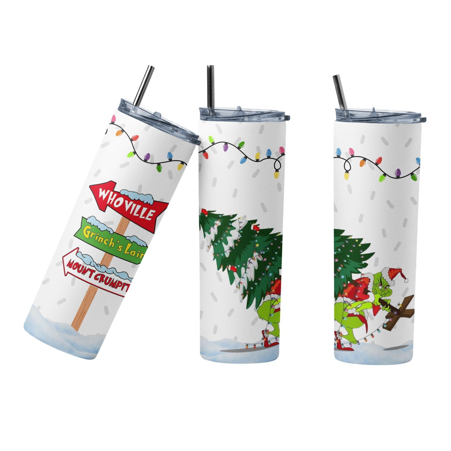 Sm - Termo Botella Térmica Mug Grinch Navidad De Acero Inoxidable Blanco