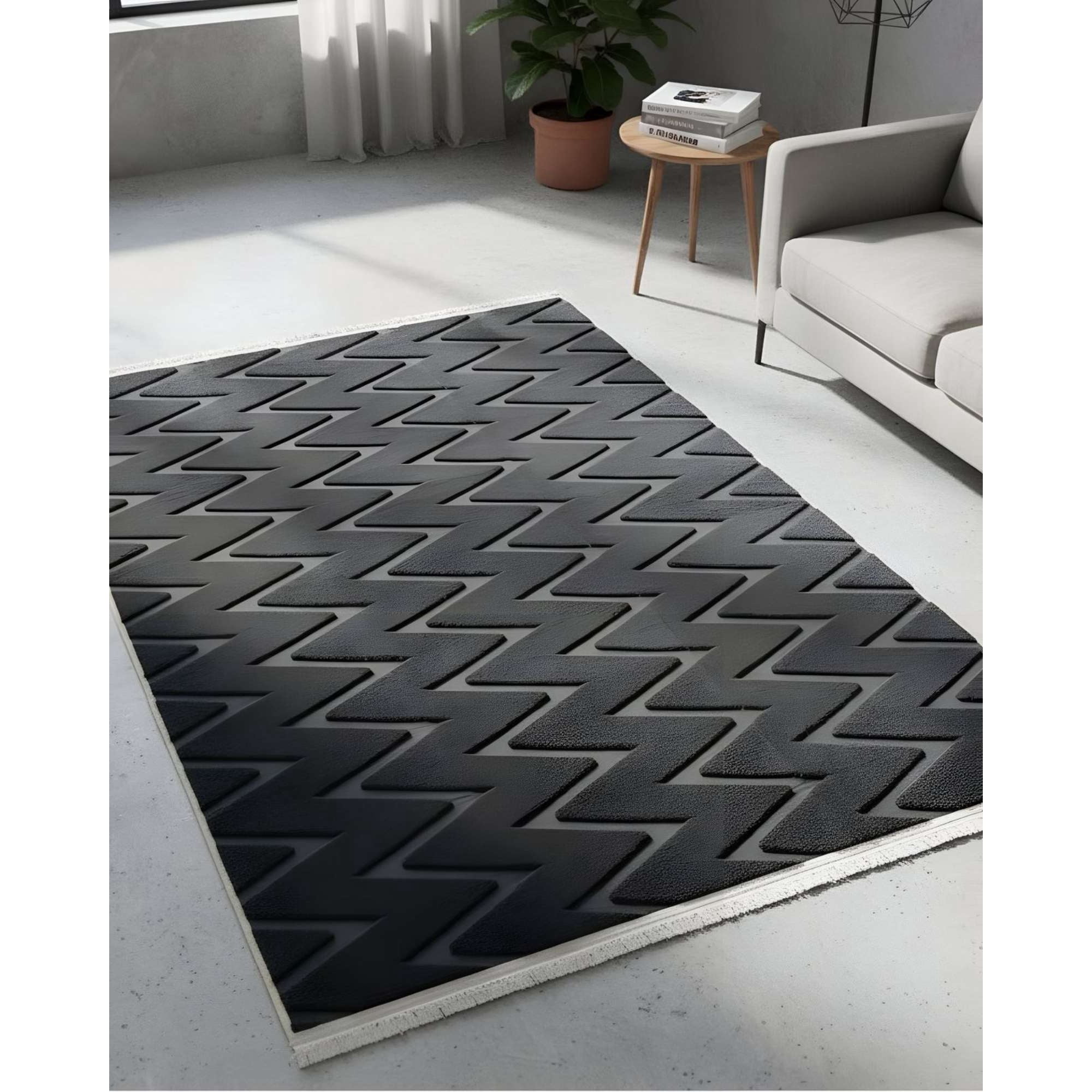 Imac Hogar - Alfombra Jacquard Texturizada Con Diseño Y Flecos 150x200 Cm