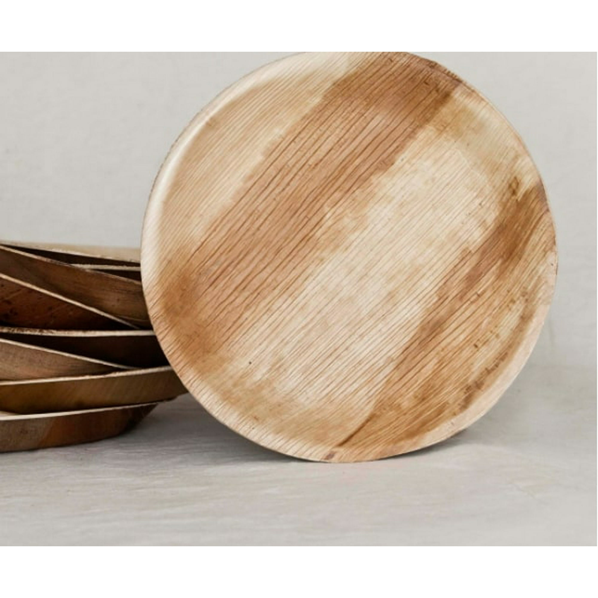 Ecosoulife - Pack De 25 Platos Desechables Ecológicos Redondo 25cms Diámetro. Hechos Con Hoja De Palma 100% Compostables