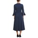 thumbnail image 3 of INSPIRE CHIC Vestido Formal de Mujer con Cremallera Frontal, Mangas Acampanadas, Oficina de Negocios, Vestidos Midi Línea A, Talla S, Azul Oscuro, 3 of 5