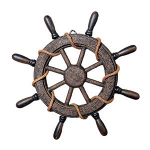 Bothyi - Escultura De Pared De Timón De Barco, Adorno Colgante De Hotel, Volante De Barco De Madera Sin Red, 32X3X32Cm
