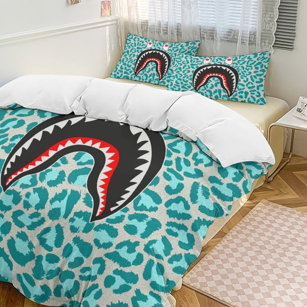 Blue Leopard Bape Shake Camo Comforter Set Soft 3 Pcs Twin Bedding Sets Thicken for All Season
