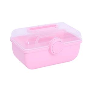 Magideal - Caja De Almacenamiento De Accesorios Para El Cabello Para Niña, Caja De Almacenamiento De Joyería, Estuche De Exposición Portátil Con Cerradura, Acces Rosa
