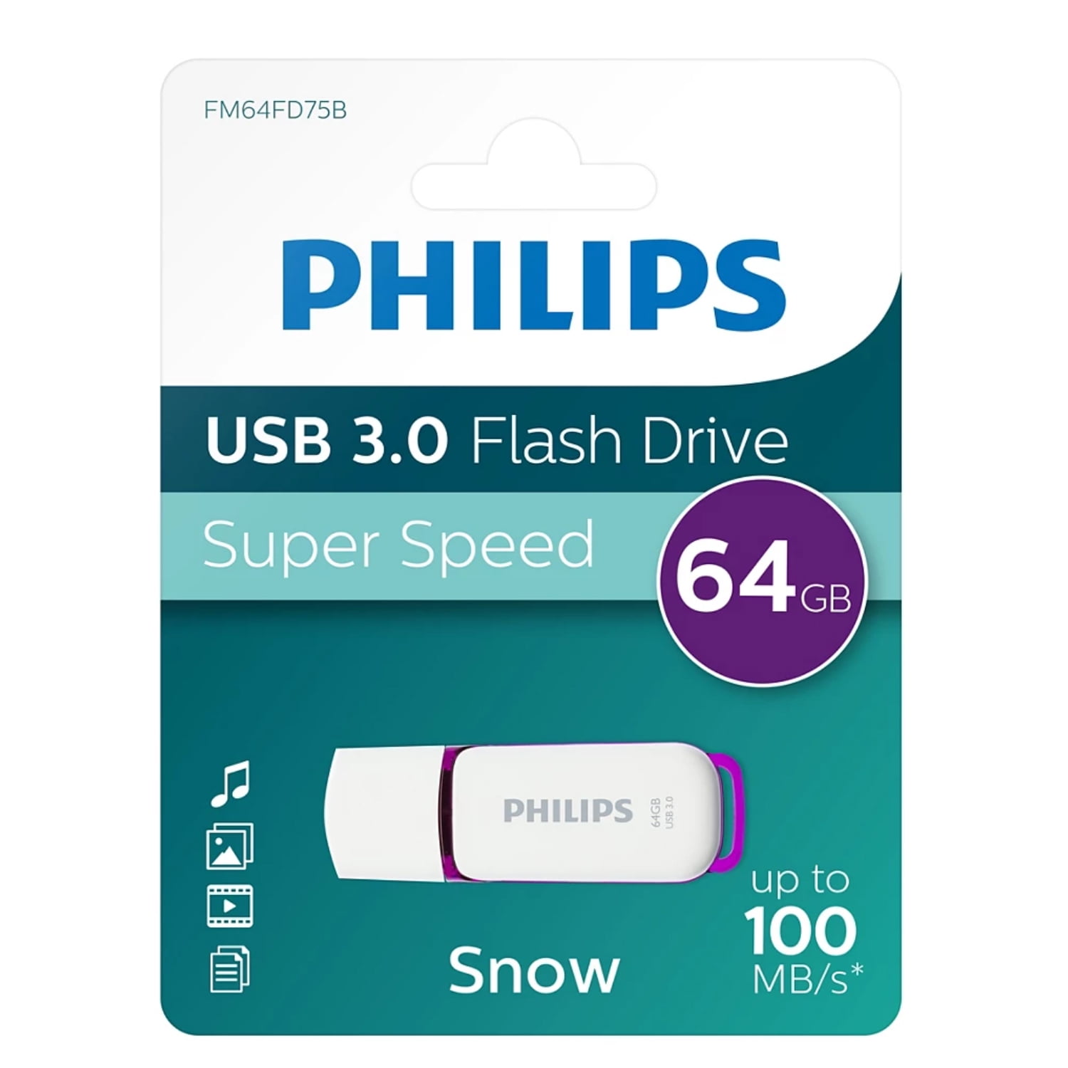 Pendrive 64gb Philips Snow Usb 3.0 Fm64fd75b - Ps