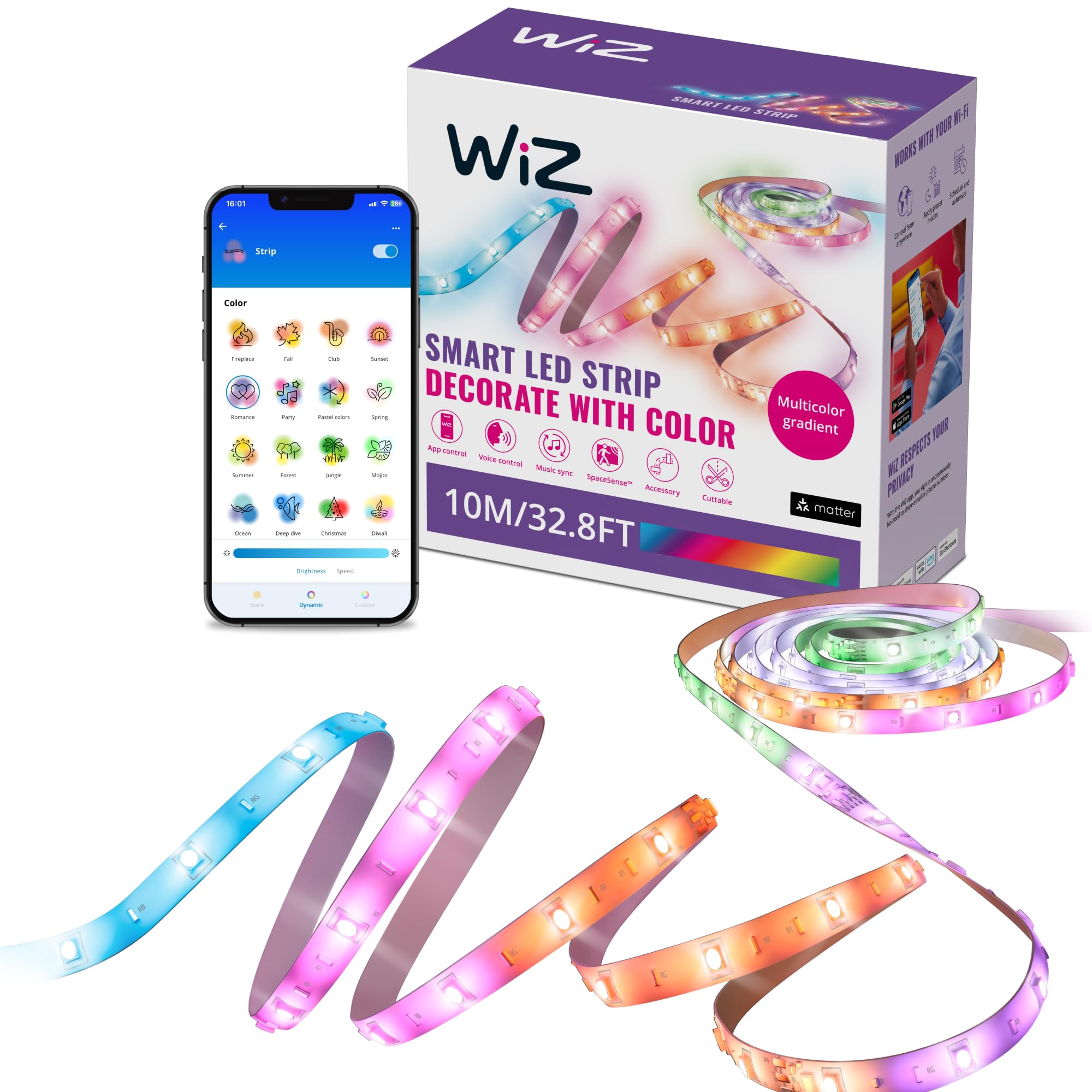 Wiz Connected - Tira De Luces Led De 10 M Que Fluye Multicolor Inteligente