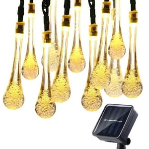 Fliperex - Guirnalda Solar Gotas Gotitas Luces Led Decoracion Jardin Blanco