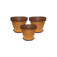 Mestiza - Set De 3 Maceta Kony 15Cm Morena Mostaza Y Sus Platos