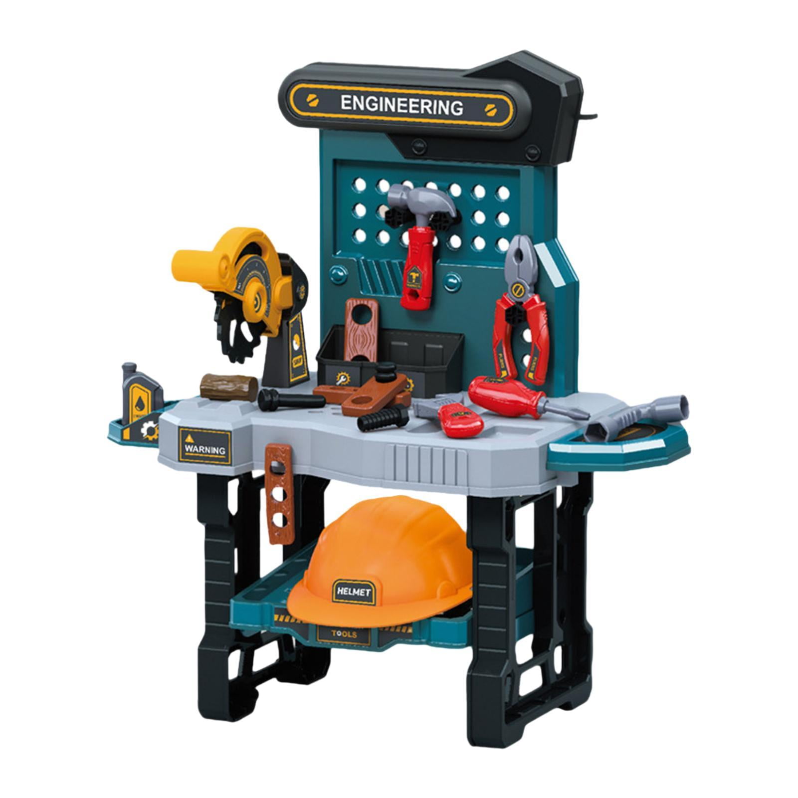 Bothyi - Banco De Herramientas Para Niños, Banco De Trabajo Para Niños, Juguete Para Reconocimiento De Formas, Pensamiento, Motricidad Fina, Azul Con Sombrero