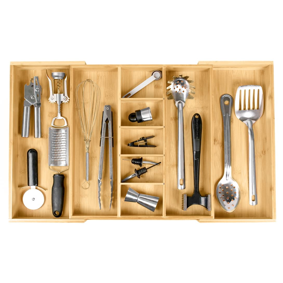 Organizador De Cajones De Cocina Kitchenedge Ajustable De Bambú