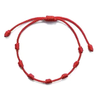 Genérico - Pack 2 Pulseras Hilo Rojo 7 Nudos Protección