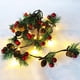 thumbnail image 1 of Guirnalda de luces navideñas de 6.56 pies, preiluminada, con forma de piña y bayas rojas, funciona con pilas y luces LED, decoración navideña para exteriores e interiores., 1 of 7