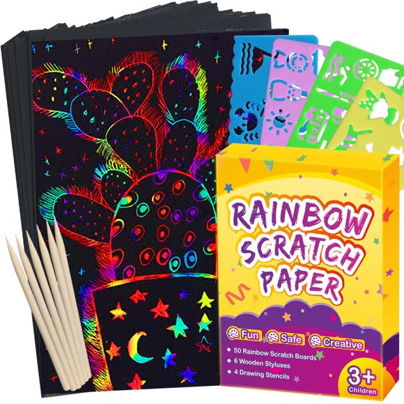 Scratch Paper Art Rainbow Para Niños 60 Unidades