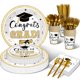 thumbnail image 1 of Juego de vajilla de graduación de 175 piezas, artículos para fiestas, para 25 personas, platos, vaso, 1 of 7