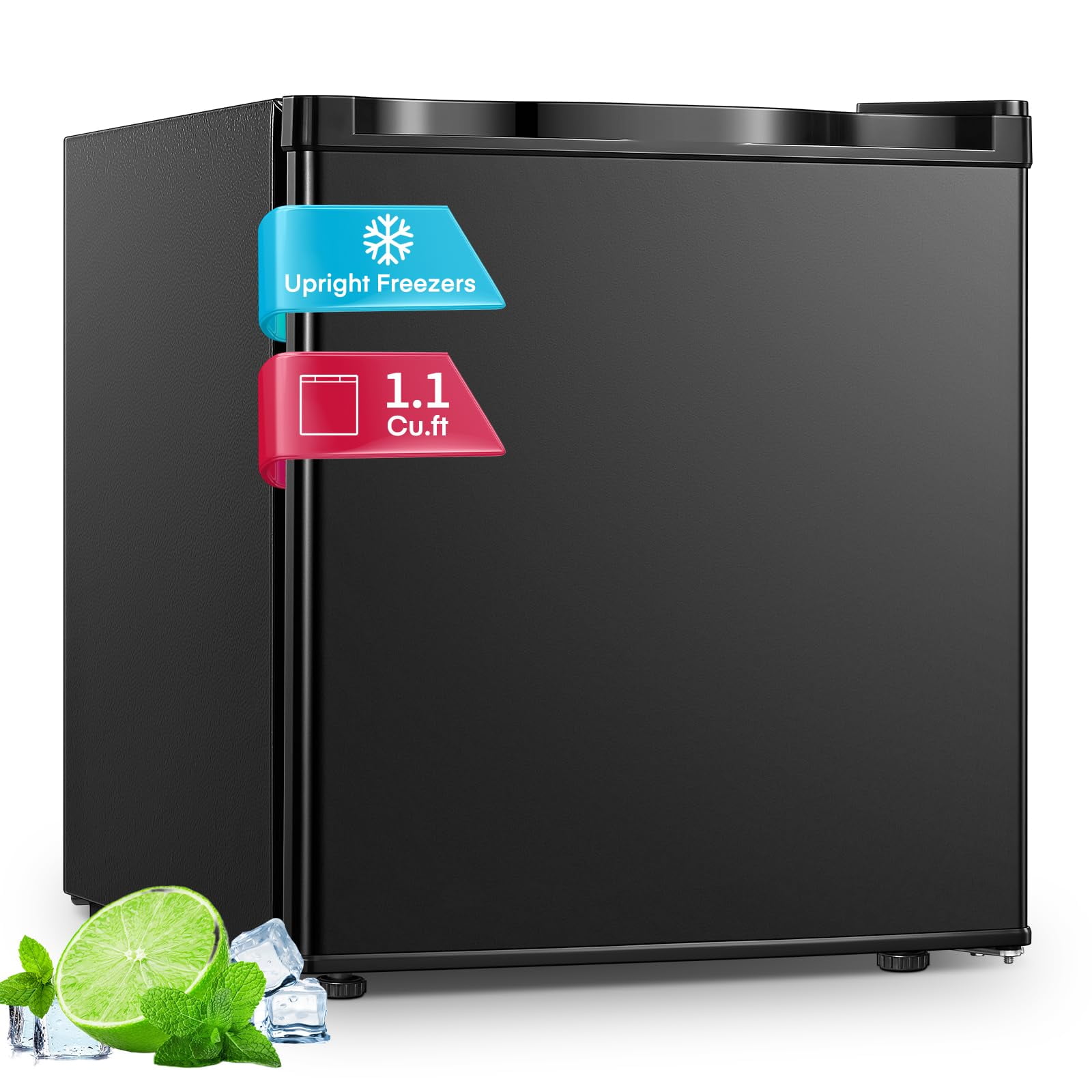 Mini congelador FOHERE de 1.1 pies³ compacto con puerta reversible, negro