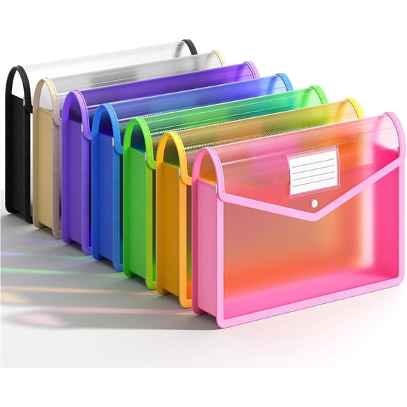 Carpeta expandible de plástico con sobres transparentes, paquete de 7