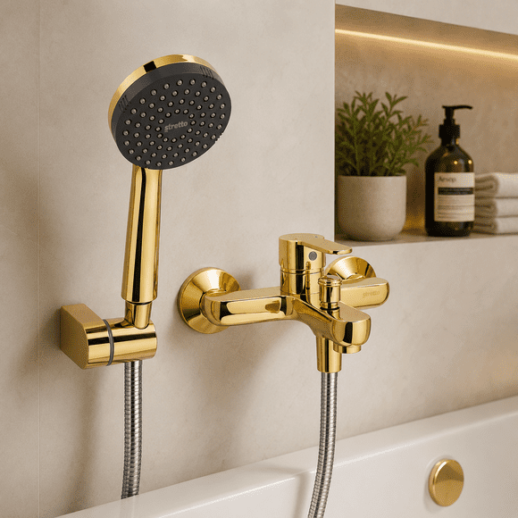 Monomando Llave Grifo Para Tina Ducha Modelo Arona Color Dorado