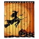 thumbnail image 1 of Cortina de ducha de baño con diseño de personas volando sobre la luna y feliz Halloween, juego de cortinas con ganchos, tamaño 60 x 72 pulgadas, 1 of 3