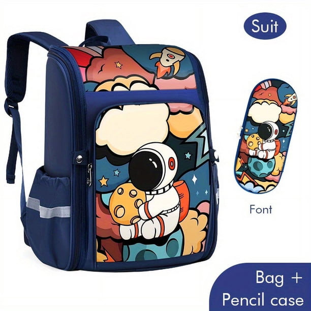 Cartoon Cute Rocket Astronaut School Bag, Laptop Bag, Outdoor Sports Casual Backpack, Travel Backpack Birthday Gift