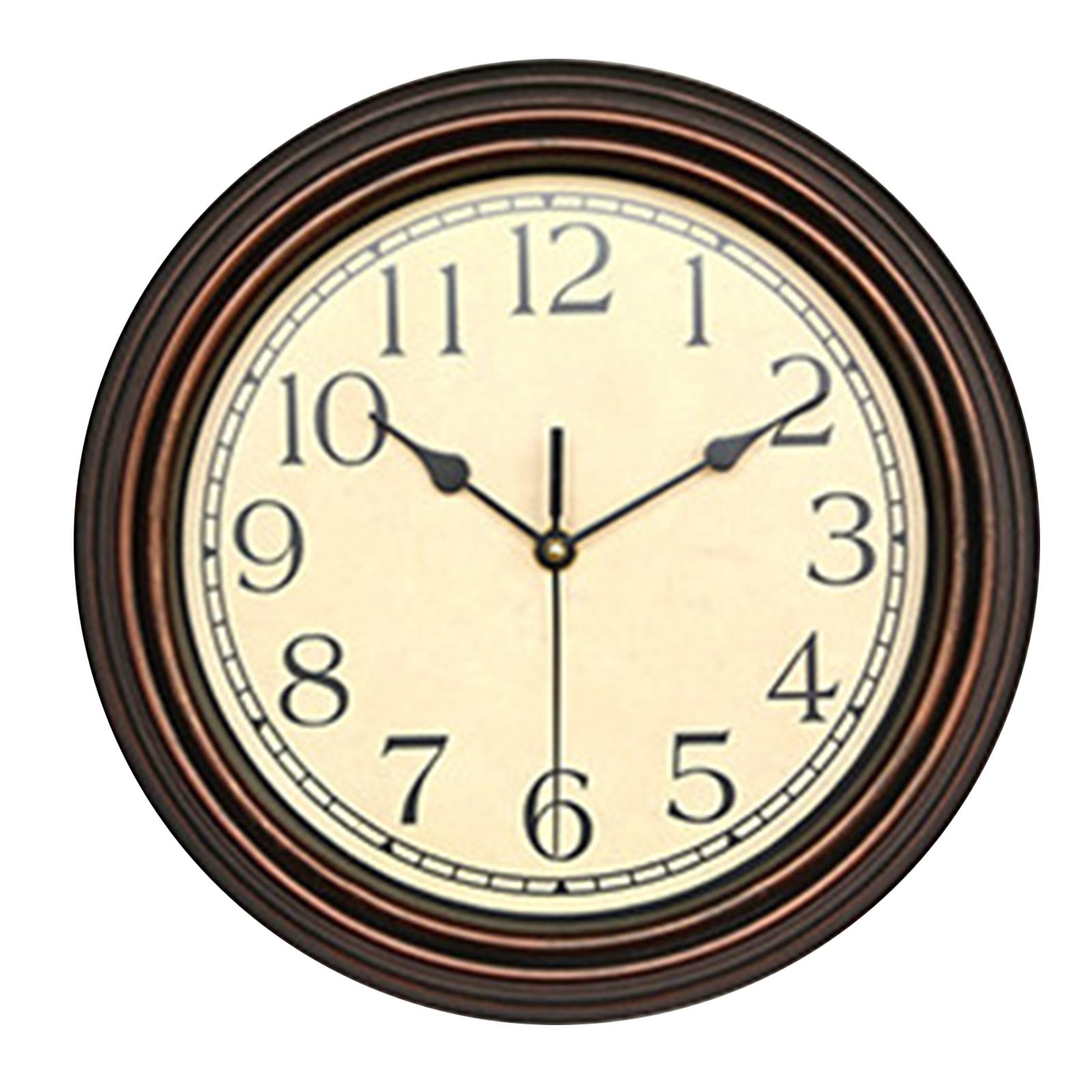 Bothyi - Reloj De Pared Redondo De Estilo Antiguo, Decoraciones Para Dormitorio De Baño, Relojes Colgantes De 12 Pulgadas, Bronce Antiguo
