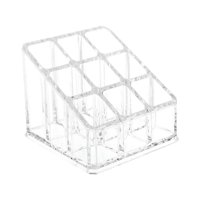 Ioensy - Estuche De Soporte De Lápiz Labial De Acero Inoxidable Con 9 Ranuras Para Pinceles Brillo De Labios Lápiz Labial A