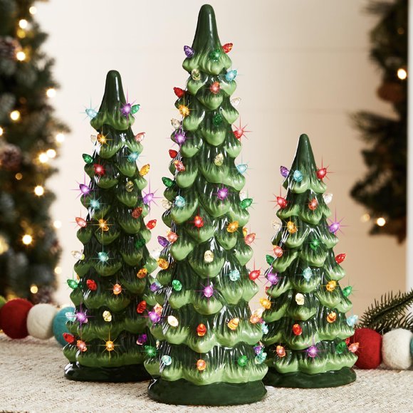 Juego de 3 árboles de Navidad de cerámica Best Choice Products