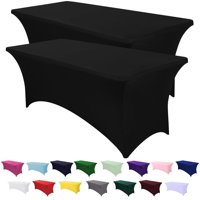 Mantel Ajustable Separo Spandex, Paquete De 2 Manteles Ajustables Negros De 8 Pies