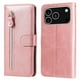 thumbnail image 2 of Funda tipo cartera para iPhone 17 Pro con bolsillo con cremallera y ranuras para tarjetas – Función de soporte Rosa, 2 of 5
