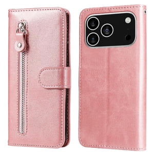 Gangxun - Funda Con Cremallera Para Iphone 17 Pro, Carcasa Cartera De Cuero Pu Con Soporte Y Tarjetero