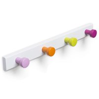 Hbt - Percha 4 Pomos Colores Base Blanca