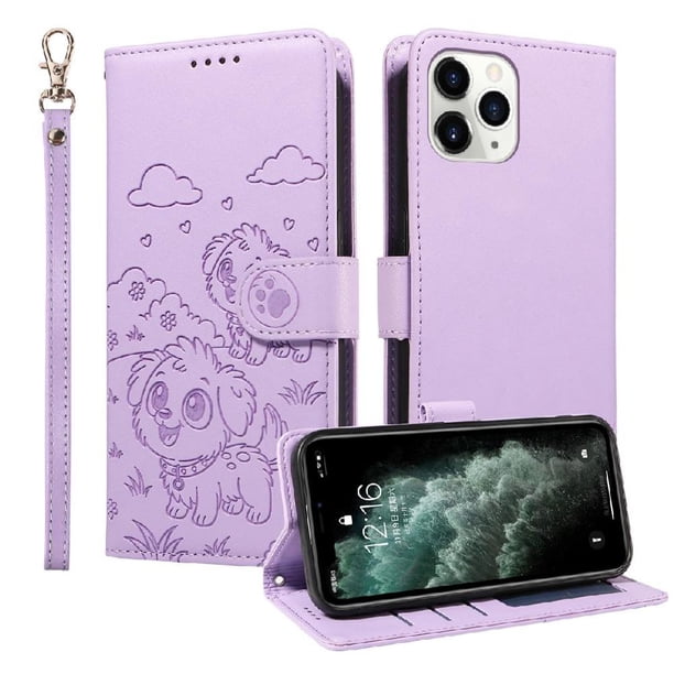 Funda Billetera FOXDOCK Compatible con iPhone 11 Pro Max , Diseño Perrito Tierno, Ranuras para Tarjetas y Soporte Plegable