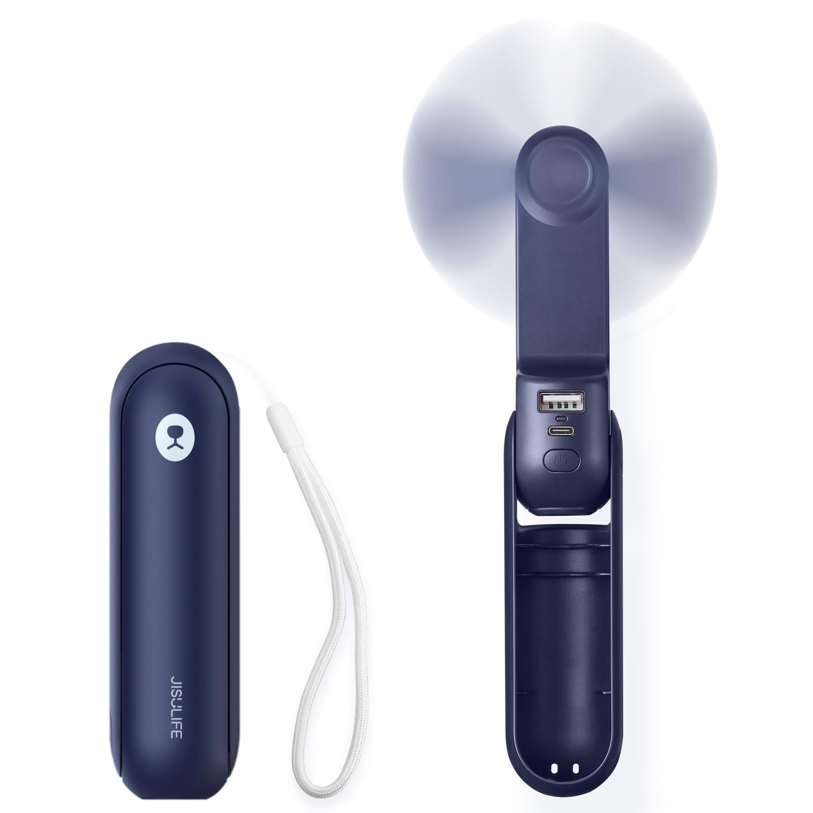 Ventilador De Mano Jisulife Portátil Mini Recargable Con Banco De Energía