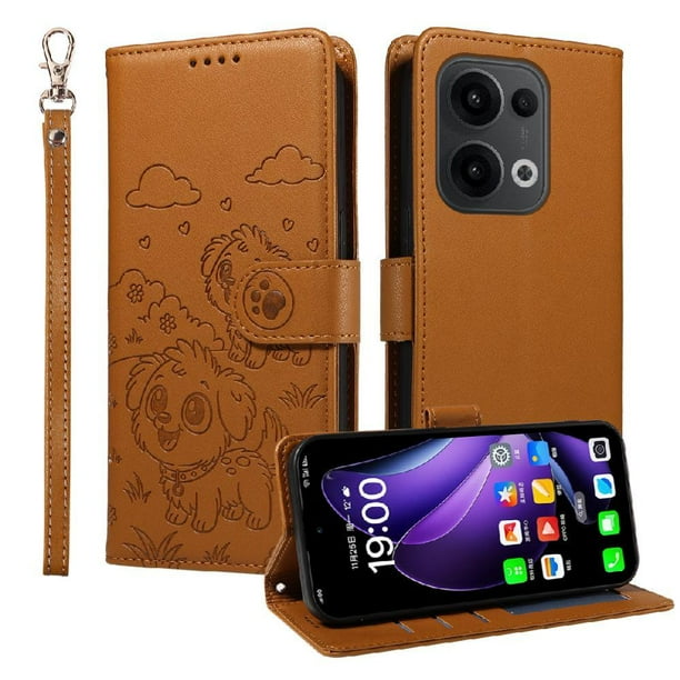 Funda Billetera FOXDOCK Compatible con OPPO Reno 13 5G, Diseño Perrito Tierno, Ranuras para Tarjetas y Soporte Plegable