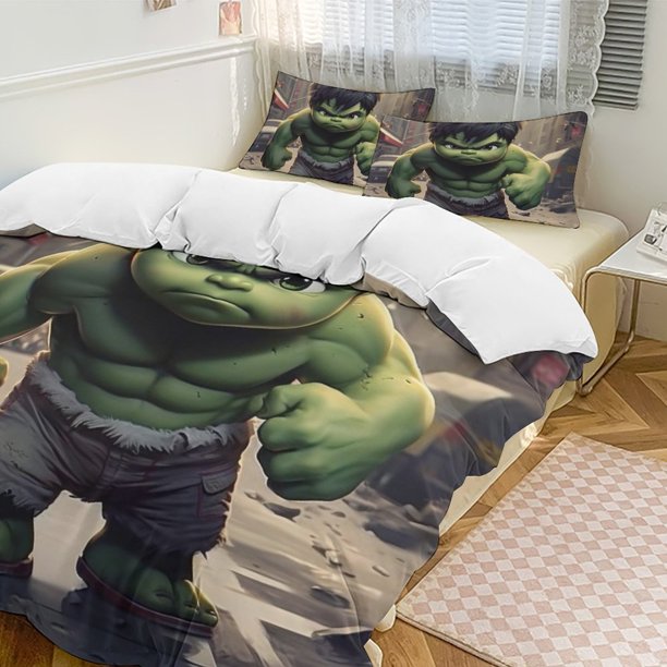 The Hulk Family Bed 3 Piece Set Personalized Bedding Decor for Kids And Teens Anime Student Dormitory Cover