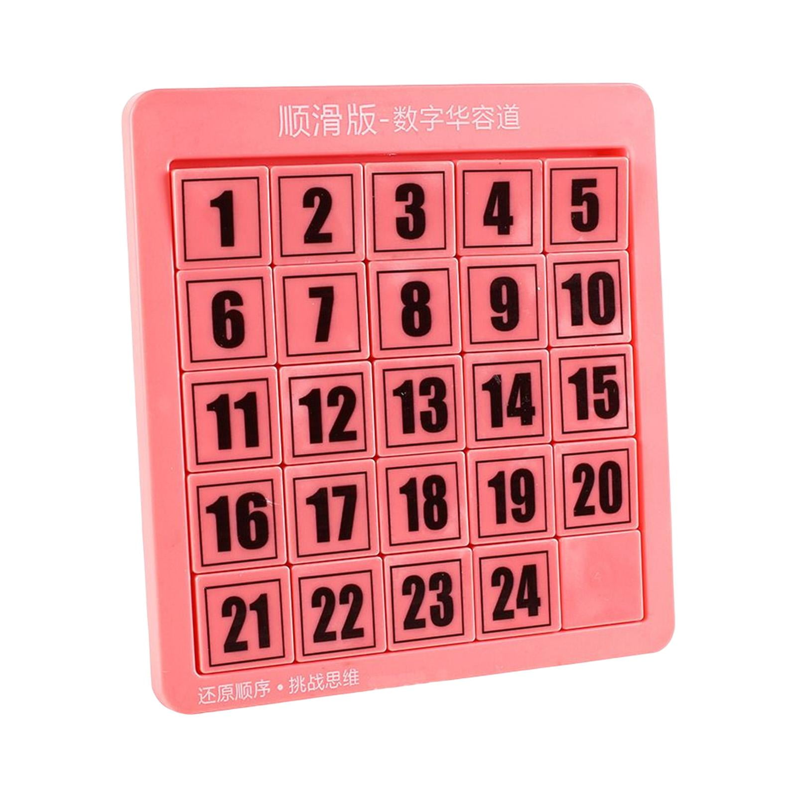 Magideal - Rompecabezas Lógico, Rompecabezas Deslizante De Acertijo, Juguetes Educativos De Matemáticas, Rompecabezas De Diapositivas Numéricas, Rompecabezas , Rosa 24 Cubos