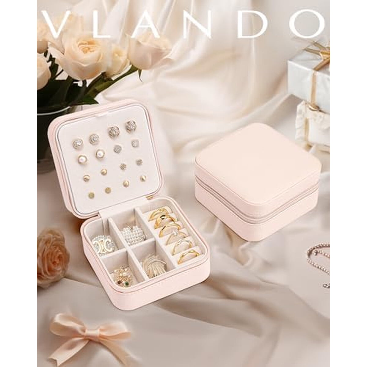Estuche Joyas Vlando Rosa Pequeño Cuero Pu Viaje