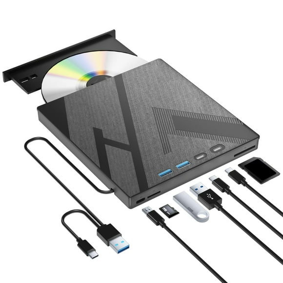Unidad externa de CD/DVD Wbacon 7 en 1 para portátil Windows/Mac