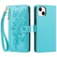 thumbnail image 2 of Funda Billetera Floral en Relieve iphone15 plus con Tarjetero y Cremallera Verde, 2 of 6