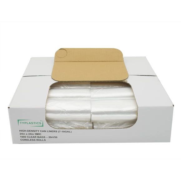 Forro para botes de basura TYPLASTICS de 7 a 10 galones, 24 x 24, 1000 unidades